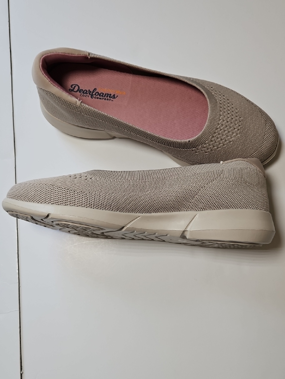 Dearfoams Size 10 Knit Ballet Flat Shoes Beige Casual Comfort Neutral - Picture 4 of 6